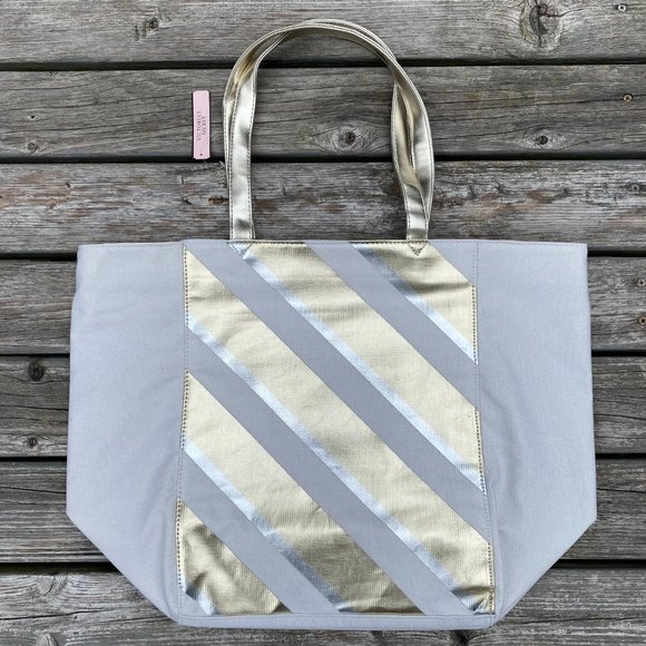 Victoria's Secret Metallic Striped Tote Bag - Picture 3 of 16